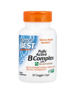 Doctor's Best, комплекс активных витаминов B с Quatrefolic, 30 вегетарианских капсул